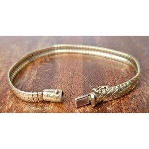 10KT Italy Yellow Gold Cleopatra Style Etched Bracelet Safety Clasp 7.25"L